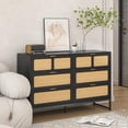 thumbnail image 5 of Rattan Dresser for Bedroom, Wooden Dresser Chest of Drawers, 6 Drawer Wide Dresser, 5 of 7