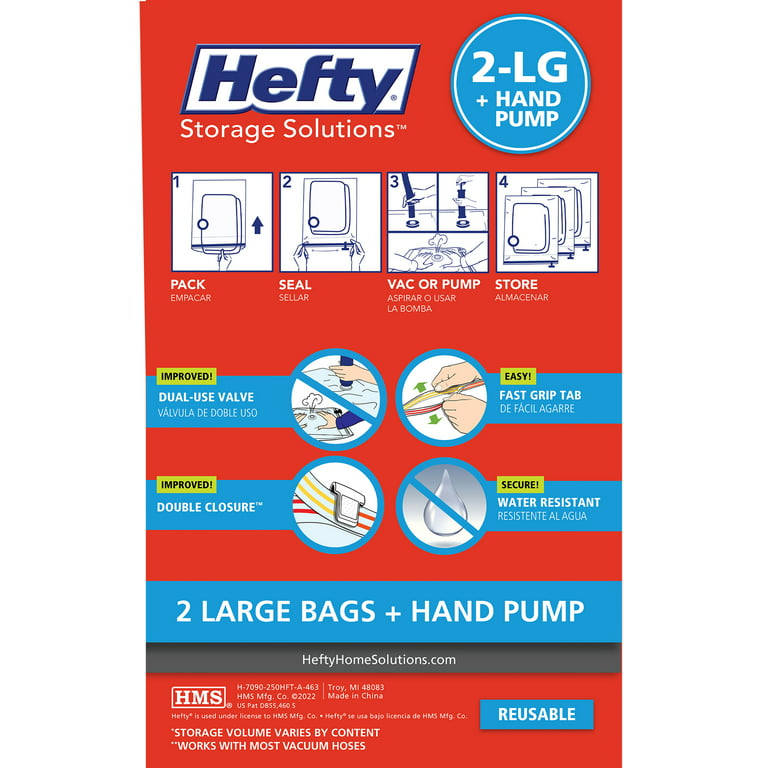 Hefty Shrink-Pak - 3 Jumbo Vacuum Storage Bags for under Bed Storage,  Clothing