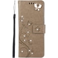 thumbnail image 2 of Compatible with Samsung Galaxy S21 Case Glitter with Card Holder Flip Wallet Phone Case for Women Crystal Butterfly Shockproof Protective Case for Samsung Galaxy S21 5G,Gray GY, 2 of 15