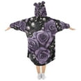 thumbnail image 2 of FORMRS Wearable Blanket Hoodie with Sleeves for Kids Cozy Flannel Sweatshirt, Purple Roses, 2 of 7