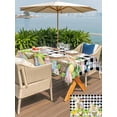thumbnail image 4 of Easter Outdoor Tablecloth - 52x70 Inch Rectangle Dining Table Cover, Spring Rabbit Sheep Duck Eggs Plants Black Plaid Waterproof Outdoor Table Cloth with Umbrella Hole & Zipper for Picnic/Patio/Party, 4 of 7