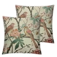 thumbnail image 2 of COMIO Vintage Bird Floral Pillow Covers Pink Green Yellow Flower Leaves Decorative Throw Pillows For Couch Chinoiserie Cases Farmhouse Home Decor Sofa Bed Porch Outdoor,2 pcs White, 2 of 6