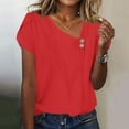 thumbnail image 5 of CQONEPT Women Blouse Tops Short Sleeved Shirts Casual Asymmetric Loose Tunic Tee Summer Trendy Tee Red XL, 5 of 7