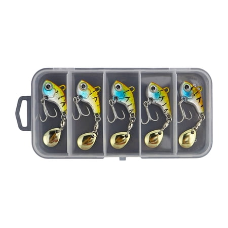 5Pcs Metal Artificial Hard Baits Spinner Spoon Lures Rotating Metal Vib Vibrations Baits For Long Casting Easy to Use