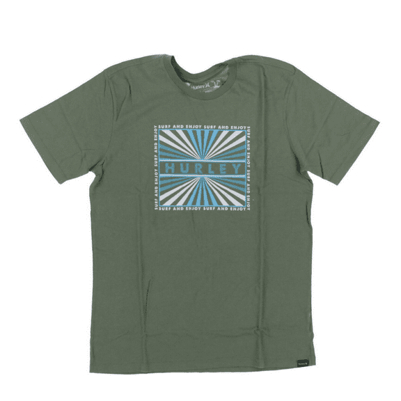 HURLEY Mens SPECTRUM BOX Short Sleeve TEE , Olive, Large