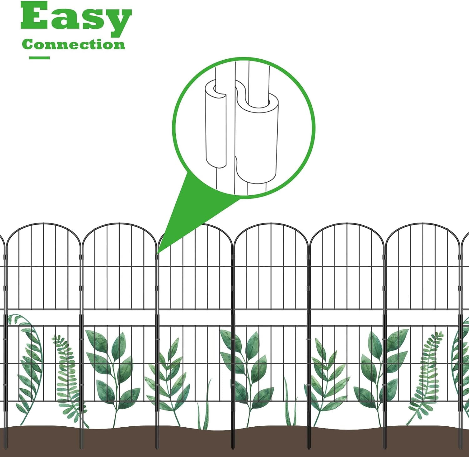 Decorative Garden Fence Panels, 15 Pack Rustproof Metal Wire Border, 36in H x 16ft L Arched Animal Barrier for Yard, Patio, and Flower Bed Edging