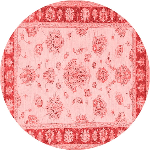 Ahgly Company Indoor Round Oriental Red Traditional Area Rugs, 8' Round