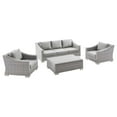 thumbnail image 2 of Modway Conway 4-Piece Outdoor Patio Wicker Rattan Furniture Set in Light Gray Gray, 2 of 10