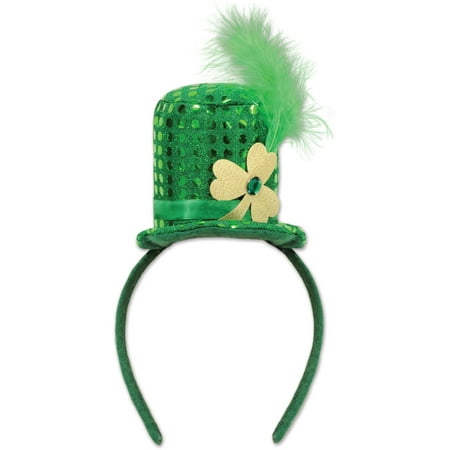 - Saint Patrick's Day Green Sequin Leprechaun Hat Head Headband Costume Accessory