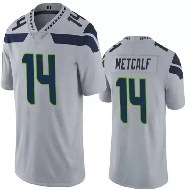 NFL_Women football 14 DK Metcalf 24 Marshawn Lynch 16 Tyler Lockett 33  Jamal Adams jersey stitched Gray Fashion 