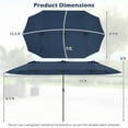 thumbnail image 3 of Gymax 15.5 FT Double-sided Patio Umbrella w/ Solar Lights Outdoor Twin Size Umbrella Navy, 3 of 10