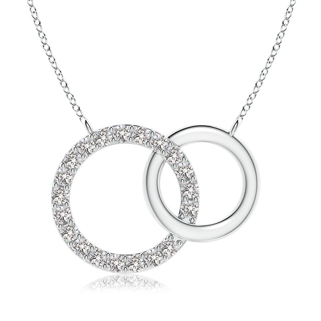 Angara Natural Diamond Necklace - Interlocking Diamond Circle Necklace in Platinum for Women