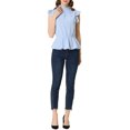 thumbnail image 2 of Allegra K Women's Casual Ruffle Sleeve Pleated Frill Collar Peplum Blouse Tops, 2 of 6