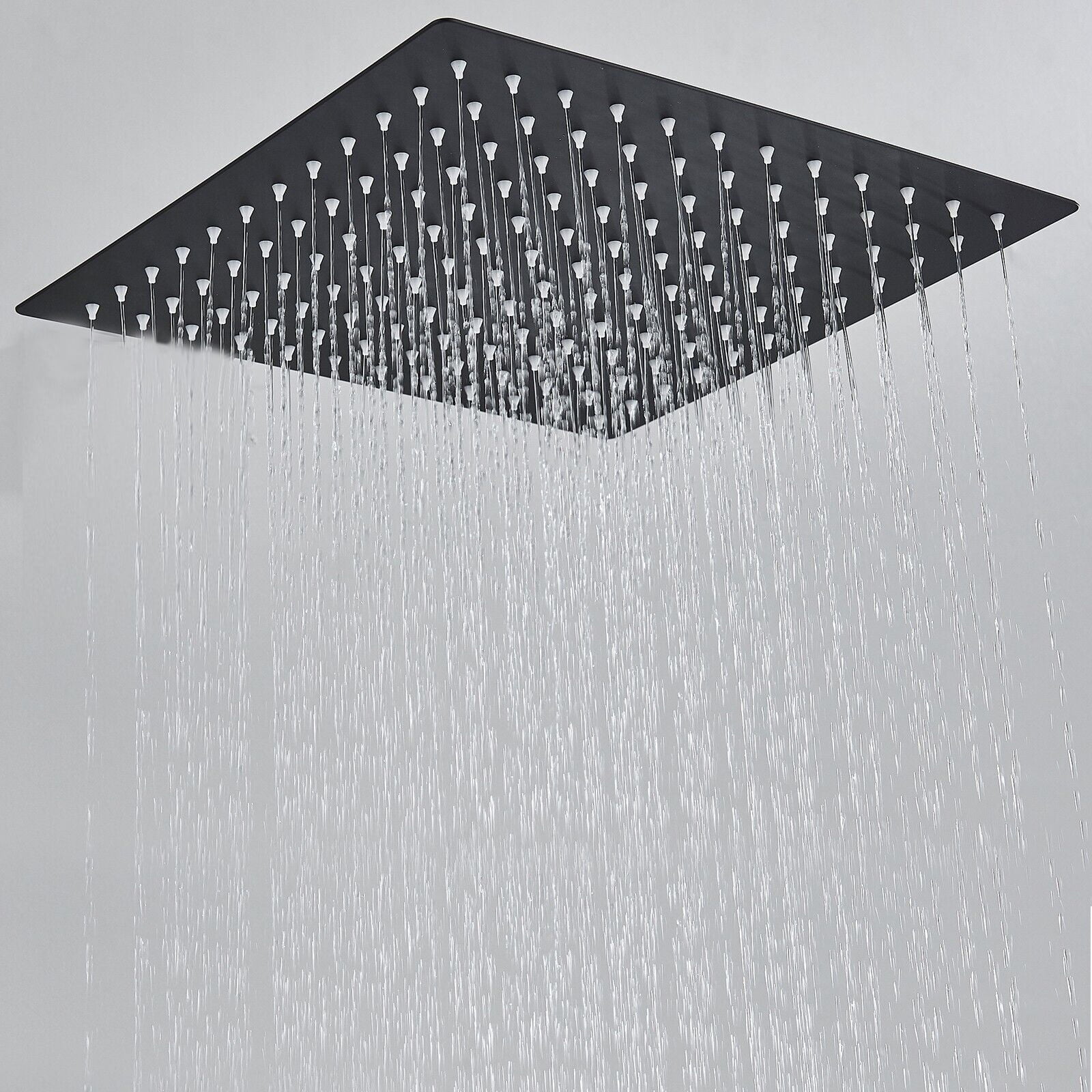 Black 16" Rain Shower Head Ultra thin Square Rainfall Sprayer Ceiling/Wall Mount