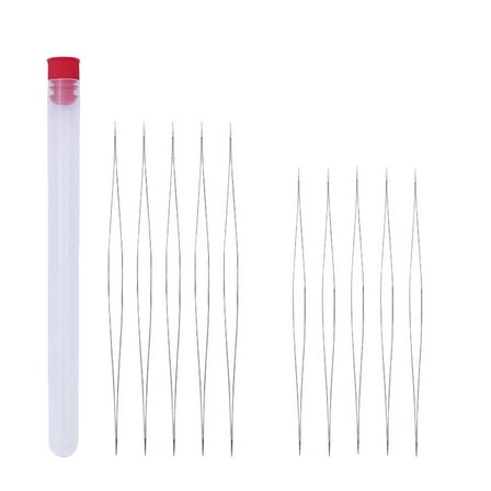 CATIEBYE 10Pcs Bead Threading Needles Jewelry Making Supplies with Metal Material in Silver and Red