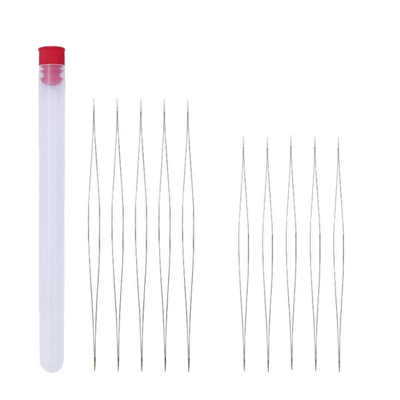 CATIEBYE 10Pcs Bead Threading Needles Jewelry Making Supplies with Metal Material in Silver and Red