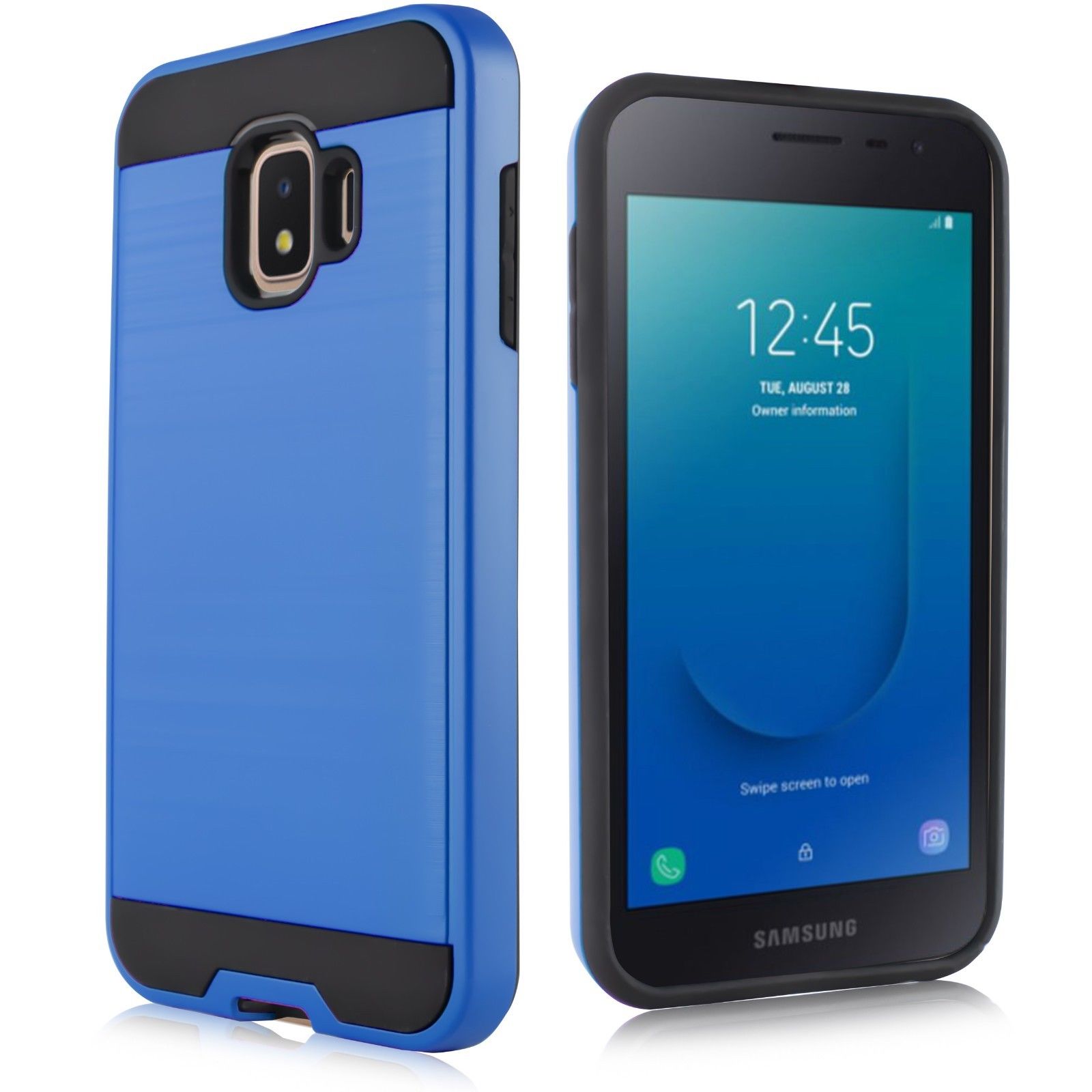 For Samsung Galaxy J2 Core Brushed Metallic Design TPU Hybrid Dual Layers Slim Shock Protective