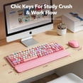thumbnail image 3 of Wireless Keyboard and Mouse Combo Latte, Retro Round Keycaps, Full Size with Detachable Wrist Rest, 2.4G for PC Mac Windows, 3 of 9