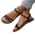 thumbnail image 3 of IEMIEMIEM Women's 2026 Summer Strappy Flat Sandals Fashion Adjustable Casual Fisherman Sandal with Open Toe Slingback Gladiator Sandals Black 5.5 Wide, 3 of 8