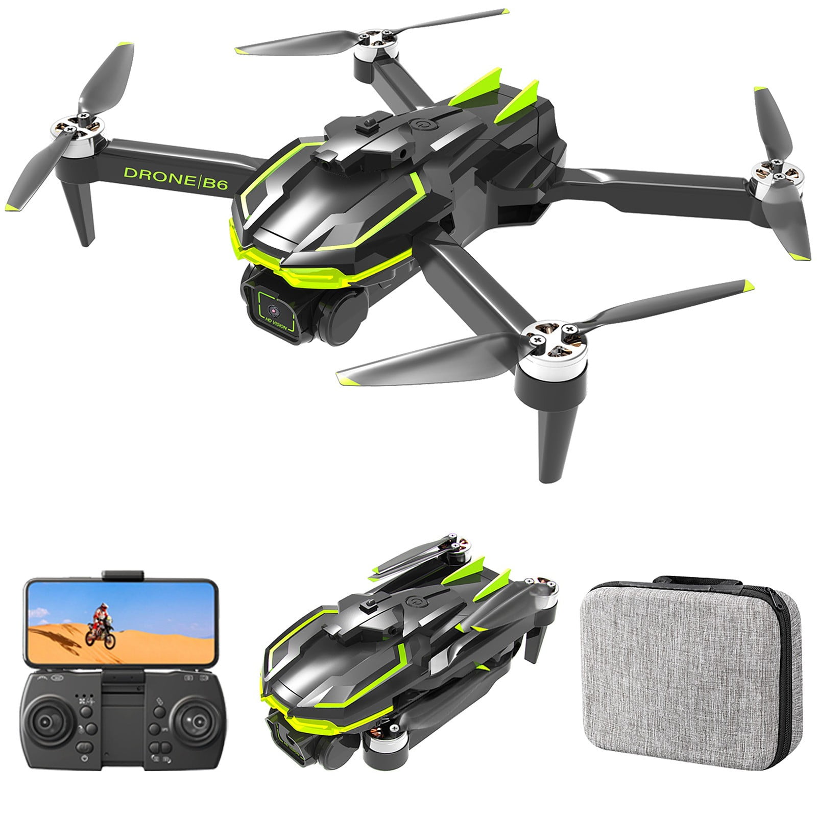 ESULOMP Brushless Motor Drones with 2 Cameras Wind Resistance Headless Mode Gesture Control FPV Drone with Cool LED Light for Adults RC Drone for Beginners Quadcopter