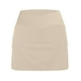 thumbnail image 4 of HZLPFO Skirts for Woman Casual Mini Stretch Waist Flared Plain Pleated Skater Skirt Khaki,L, 4 of 6