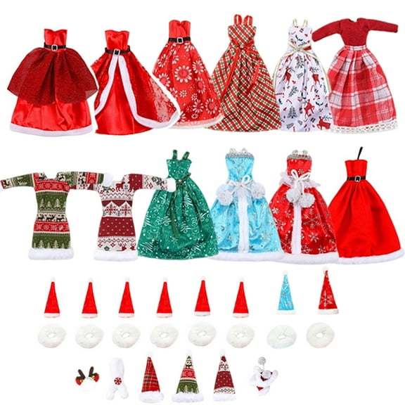 Yucurem Christmas Doll Clothes Sets and Accessories, Party Dresses Outfits Xmas Gift Costumes Doll Shoes for 11.5" Dolls 12 Sets