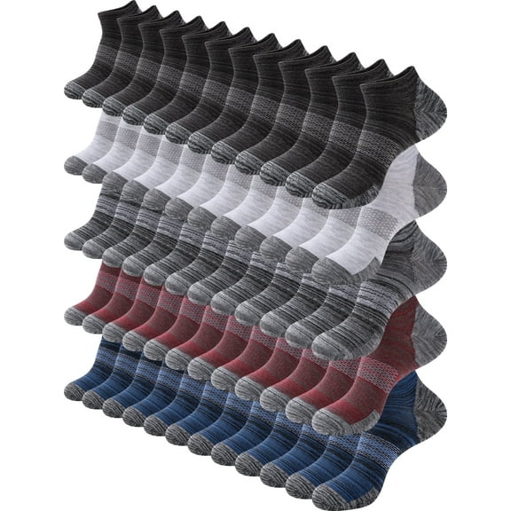 COOPLUS 30 Pairs Mens Socks Ankle Lightweight Socks Low Cut Athletic Thin Socks for Men