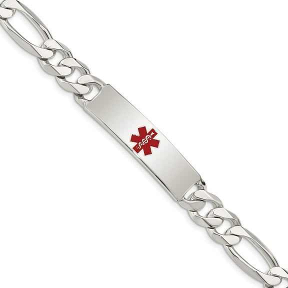 Auriga 925 Sterling Silver Figaro Anchor Link Id Bracelet 7.5 inch for Women(L- 7.5inch, W- 10mm)