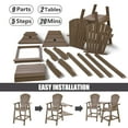 thumbnail image 5 of Tall Adirondack Chairs Set of 2，HDPE Outdoor Adirondack Barstools with Double Connecting Tray Patio Stools Weather Resistant for Outdoor Deck Lawn Pool Backyard, coffee, 5 of 7