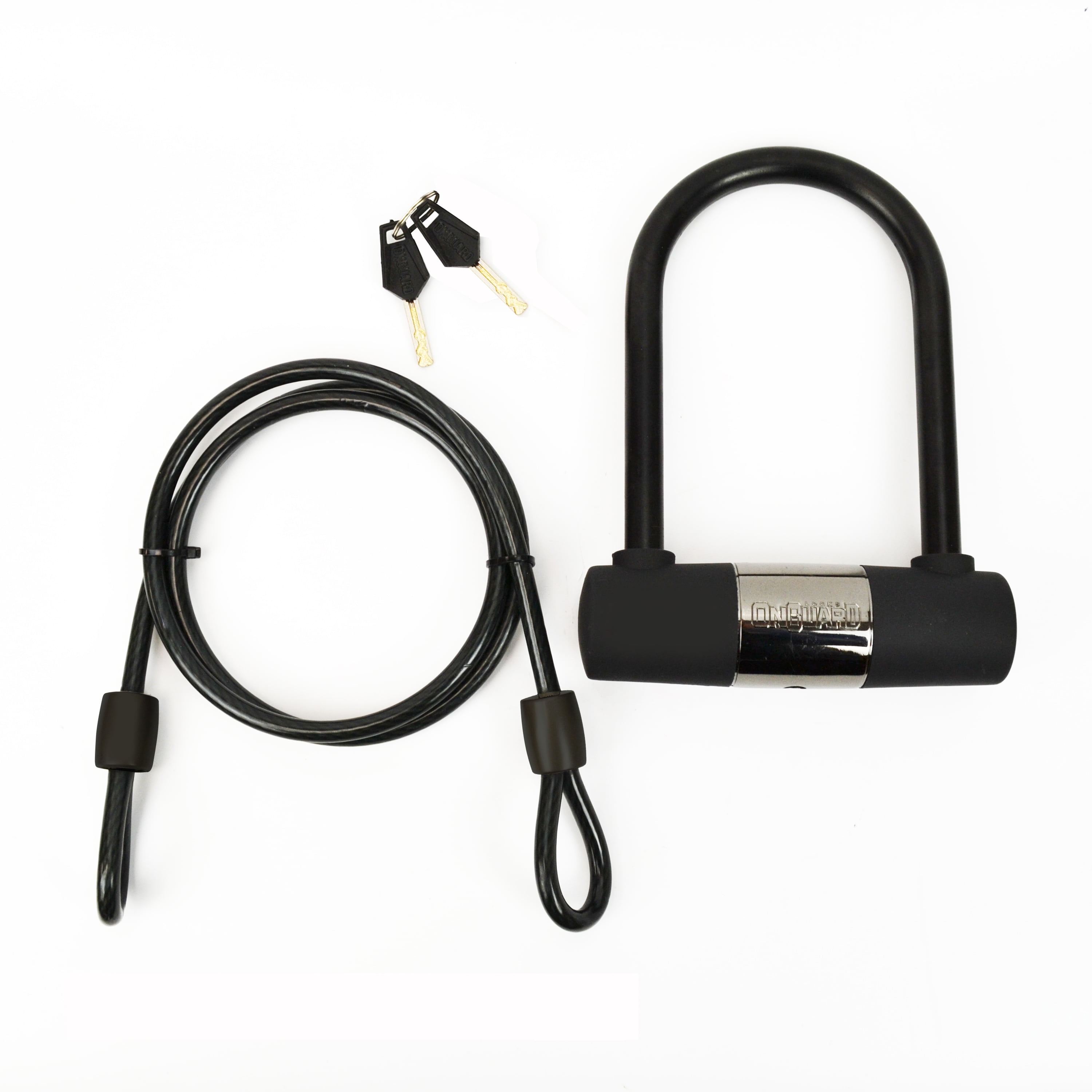 OnGuard Bike U-Lock and 4-Foot Cable (Strong Bike Lock,  2 Keys Included)