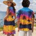 thumbnail image 4 of Yuyamidu Womens Hawaiian Dresses Matching Hawaiian Outfits for Couples Palm Tree Shirt Men Casual Button Up Shirt Men and Women Matching Outfits Flowy Tank Tiered Beach Vacation Dress Size S, 4 of 6