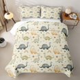 thumbnail image 2 of Homewish Cartoon Dino Quilt Full,Cute Animals Full Bedspread Sets,Cream,Rainbow Decor,3-Piece, 2 of 7
