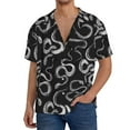 thumbnail image 3 of Vsdgher Snake Print Men's Wrinkle Free Untucked Cuban Shirt Business Casual Button Down Shirts Short Sleeve Shirt, 3 of 7