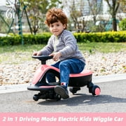 Korimefa 6V Electric Wiggle Car,Load 66 lbs,Wiggle Scooter with Rechargeable Battery & LED Flashing Wheels, Anti-Rollover & Flexible Steering, Outdoor Ride on Toys for Kids 3 Years and up (Pink)