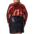 thumbnail image 4 of DARING DIVA Women's Plus Sequin Cardigan Glitter Shinny Long Sleeve Shrug 3X Red, 4 of 6