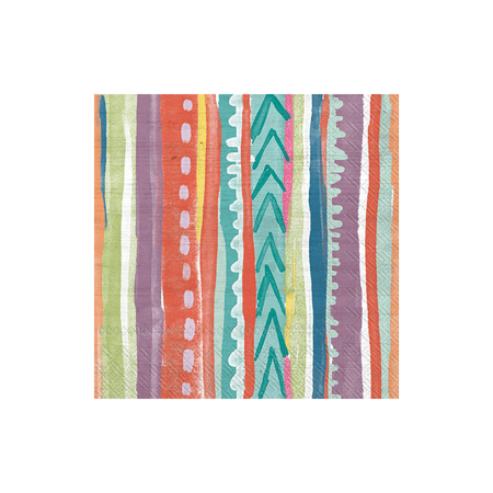 IHR Ideal Home Range Cocktail Napkins Disposable 3-Ply Paper Party Napkin Pack, 5" x 5", Fiesta Stripe, 20-Count