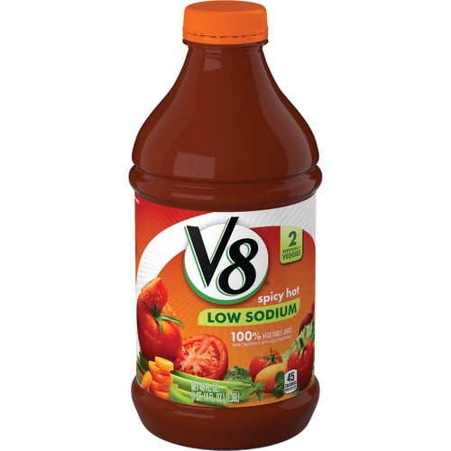 V8 Low Sodium Spicy Hot 100% Vegetable Juice, 46 oz ...