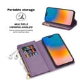 thumbnail image 6 of SaniMore for iPhone 14 Pro Max Star Laser Engraving Case, Magnetic Flip Zipper Wallet Cover Support Wrist Strap Card Slot & Kickstand Shockproof Protective Shell for Girls Ladies, Purple, 6 of 9