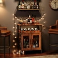 thumbnail image 4 of X-cosrack Wine Bar Rack Cabinet with Detachable Wine Rack, Coffee Bar Cabinet with Glass Holder, Small Sideboard and Buffet Cabinet with Mesh Door, Rustic Brown(Patent Pending), 4 of 9