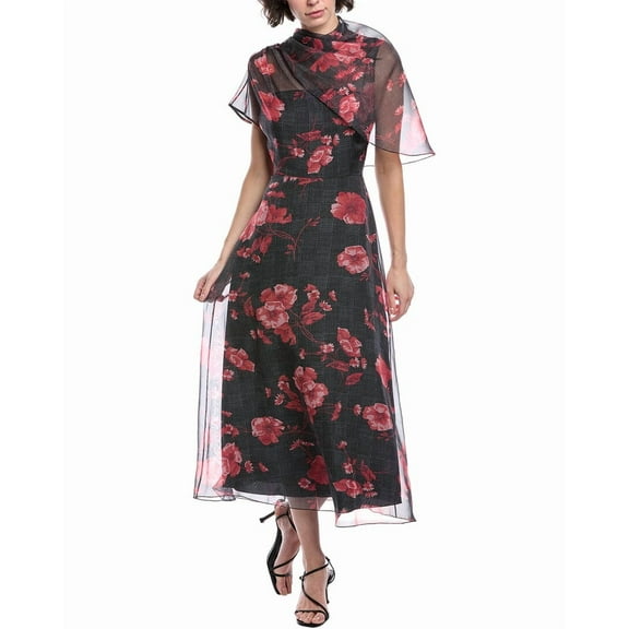 Lela Rose womens Draped Bodice Midi Dress, 0, Red