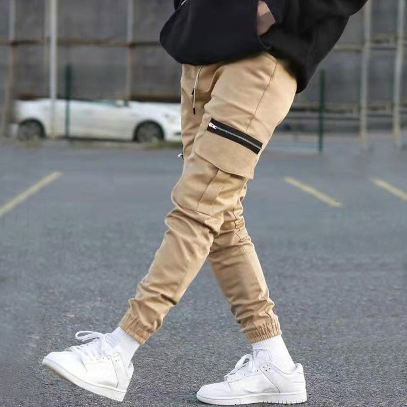 DVBXS Loose Casual Straight Cargo Pants For Men New Solid Color Black White  Casual Pants Loose Men's Clothing Sweatpants (Color : White, Size : XL) :  Amazon.co.uk: Fashion