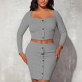 thumbnail image 2 of Women's Elegant One Shoulder Long Sleeve Skirt Suit Set for Holiday Party Wear and Daily Outfits, 2 of 2