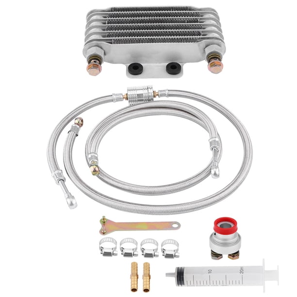 Kit de sistema de radiador de refrigeración de aceite de motor, enfriador de aceite de 85ml para motor Honda GY6 100CC-150CC, plateado Jadeshay A