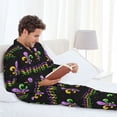 thumbnail image 6 of Lsque Mardi Gras Fleur de Lis Pattern Long Sleeve Pajama Set for Men - Soft 2-Piece Sleepwear and Loungewear Set with Pockets, Comfy Nightwear-Medium, 6 of 7
