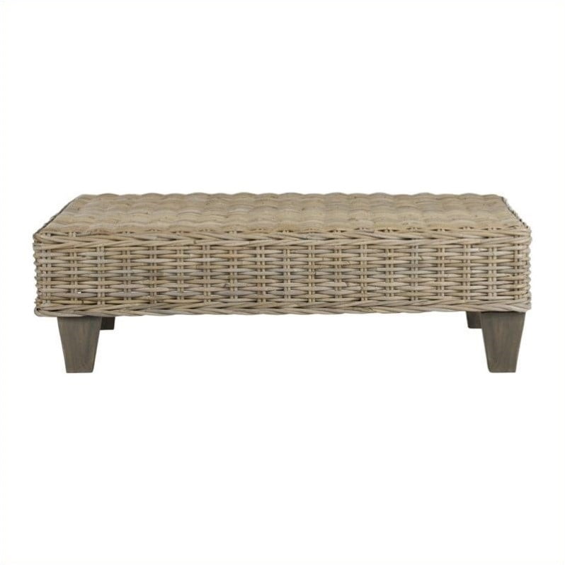 safavieh leary natural wicker bench