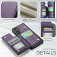 thumbnail image 3 of SaniMore for Samsung Galaxy S23 Ultra Wallet Case, RFID Blocking PU Leather Kickstand Credit Slots Flip Folio Protective Case, Double Magnetic Clasp Durable Shockproof Cover for S23 Ultra, Purple, 3 of 9