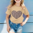 thumbnail image 2 of JAJAHO Short Sleeve T Shirts For Girl Kids Summer Crew Neck Leopard Heart Print Cute Graphic Tee Girls Clothes Ages 3-13 Years Stylish Tops, 2 of 4