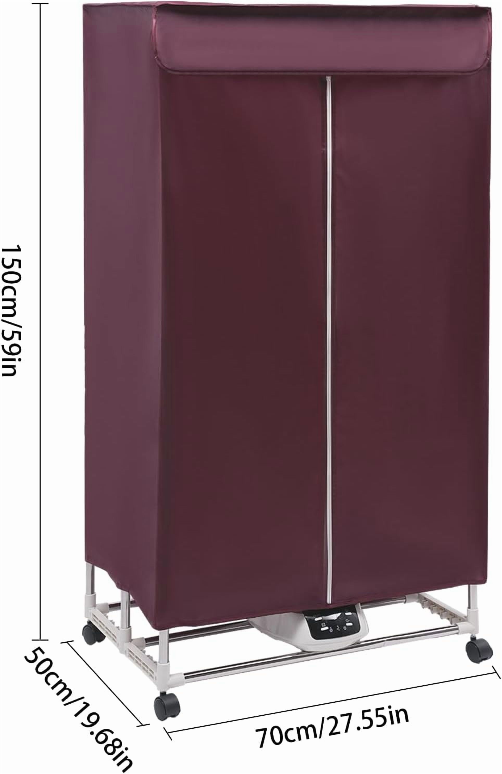 1200-1500W Clothes Dryer Portable Drying Machine with Remote Control, 3 Gears with Large Capacity, Electric Dryer/Rack for Home and Apartments, 27.55x19.68x59in (Red)