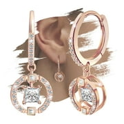EVELYNI Sterling Silver Hoop Dangle Earrings for Women Girl Rose Gold Plated Hypoallergenic Charms Earring Dainty Jewelry with Cubic Zirconia Fashion Birthday Gift for Women Girls