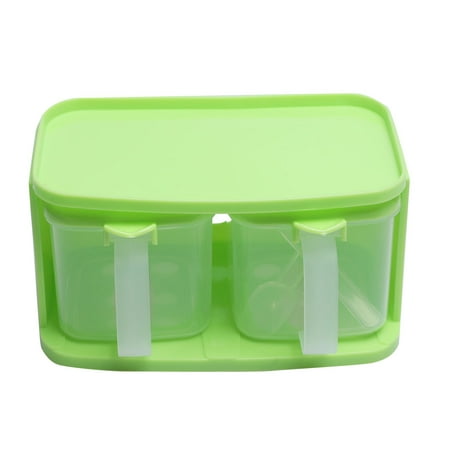 Kitchen Plastic 2 Compartments Salt Pepper Condiment Container